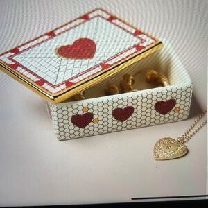 ❤️ ANTHROPOLOGIE BISTRO TILE STONEWARE TRINKET BOX VALENTINE NEW